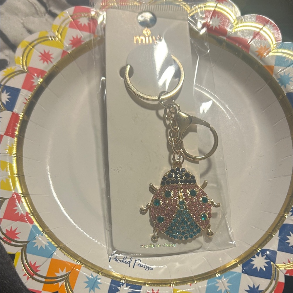 Gold and Blue Ladybug Keychain / Bag Charm